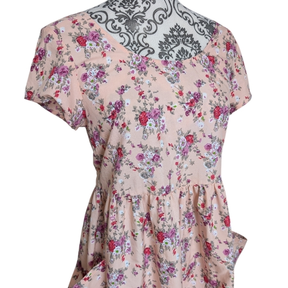 Band of Gypsies Floral Mini Dress Women Medium Pink Boho - Picture 7 of 9